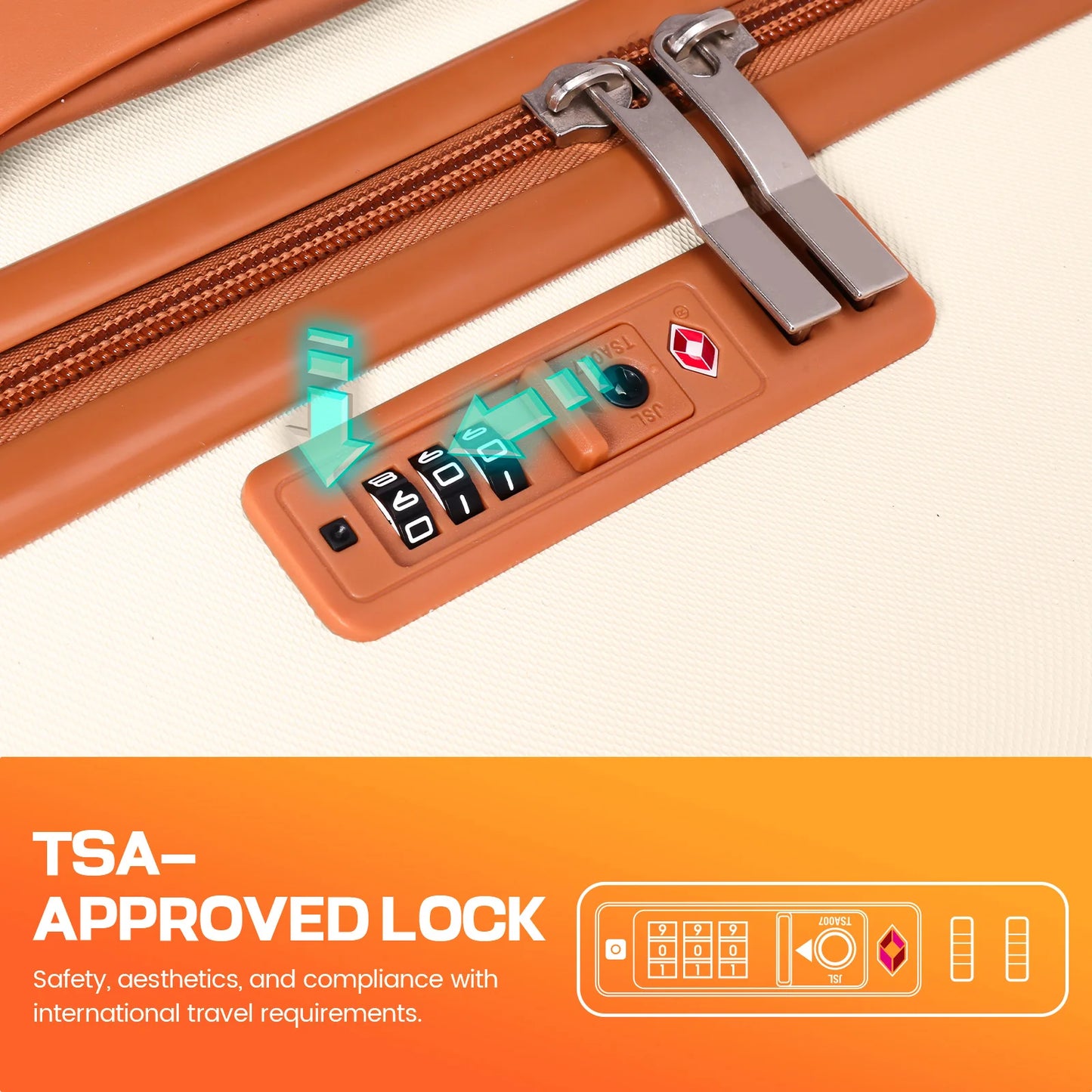 Luggage Sets 360° Spinner Wheels, TSA Lock,