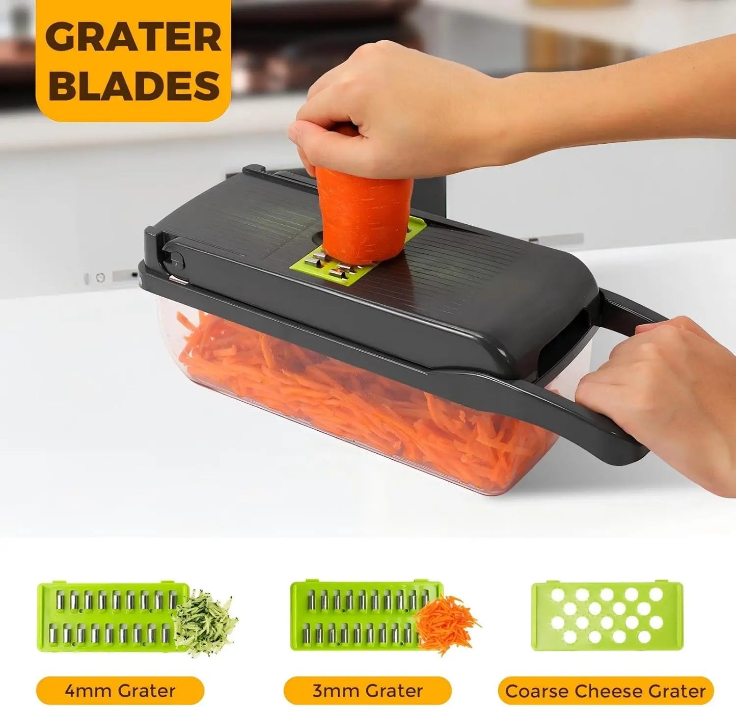 Multifunctional Food Chopper, Onion 7 Blades, Container
