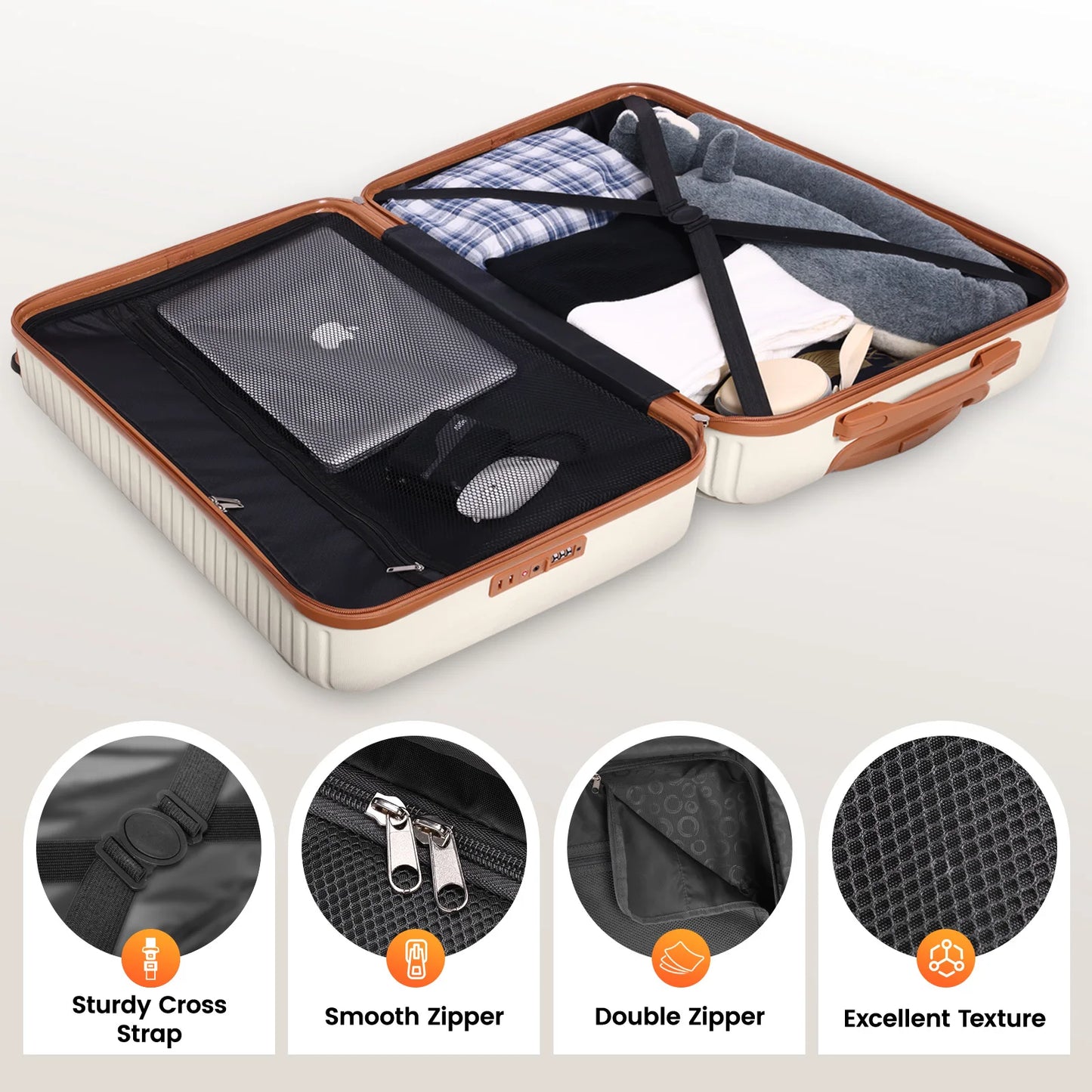 Luggage Sets 360° Spinner Wheels, TSA Lock,