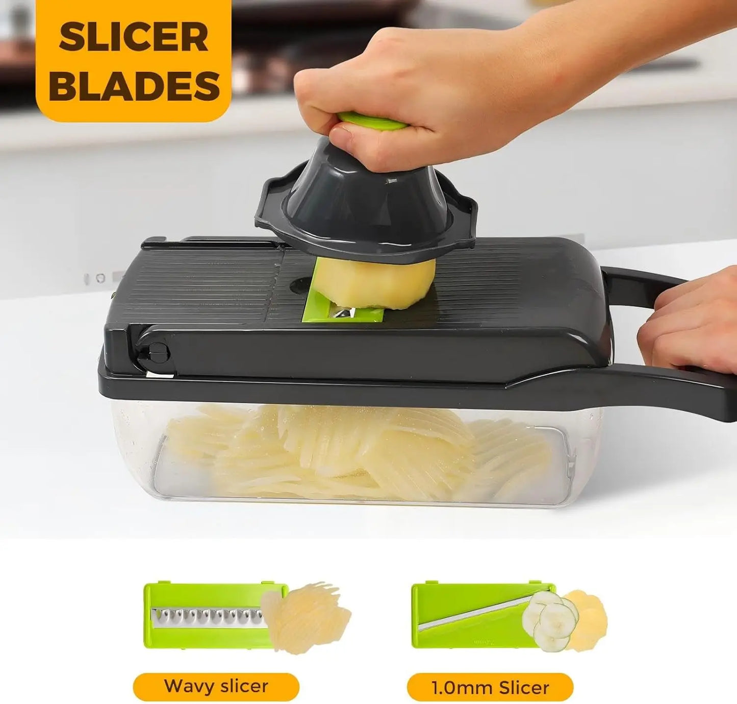 Multifunctional Food Chopper, Onion 7 Blades, Container
