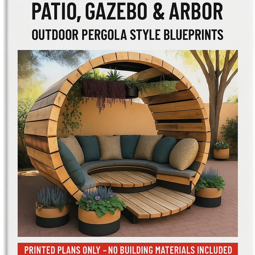 Backyard Patio, Gazebo Arbor Outdoor Pergola Blueprints