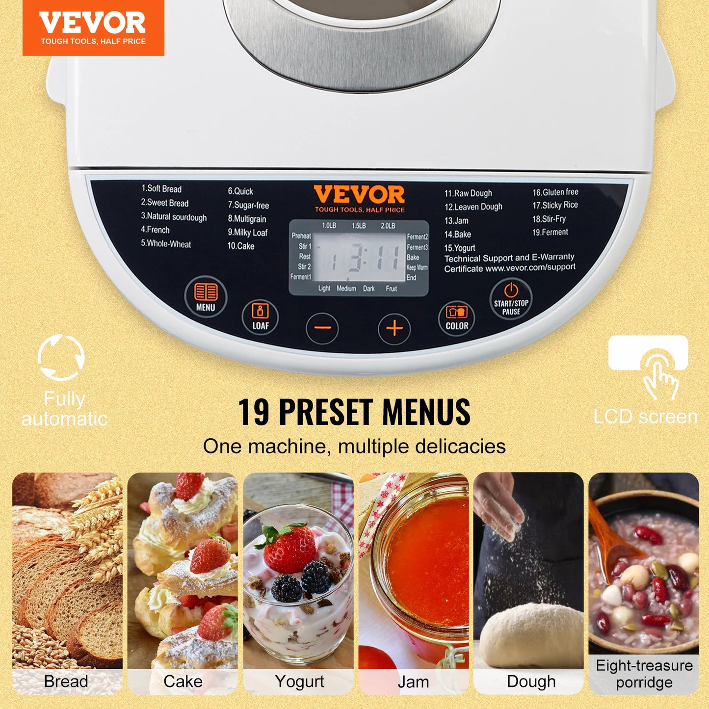 Bread Maker Dough Machine Automatic Setting Digital