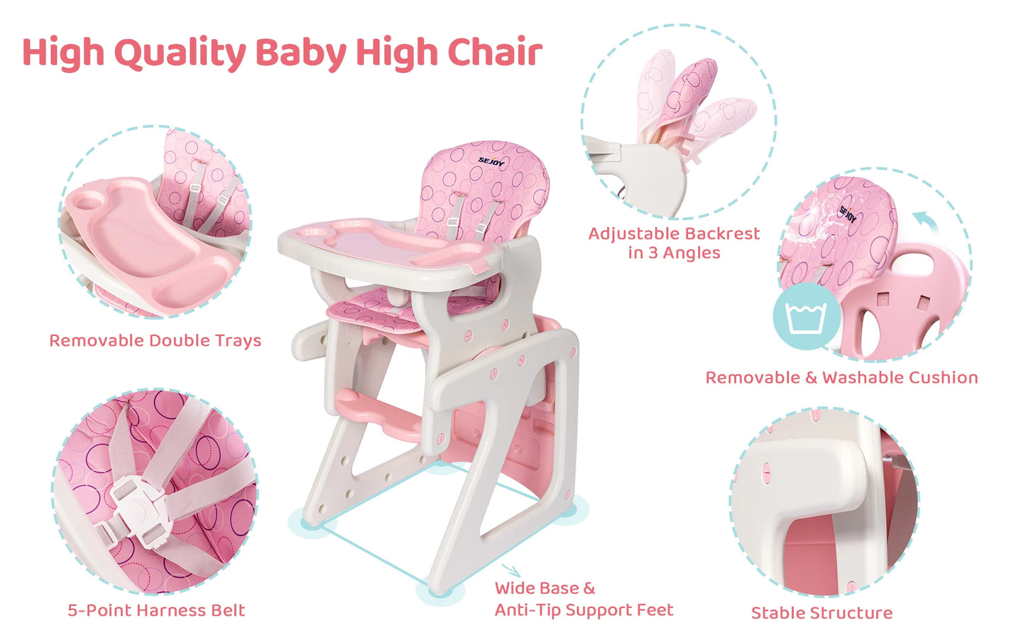 High Baby Eating Chair Toddlers, Convertible Seat