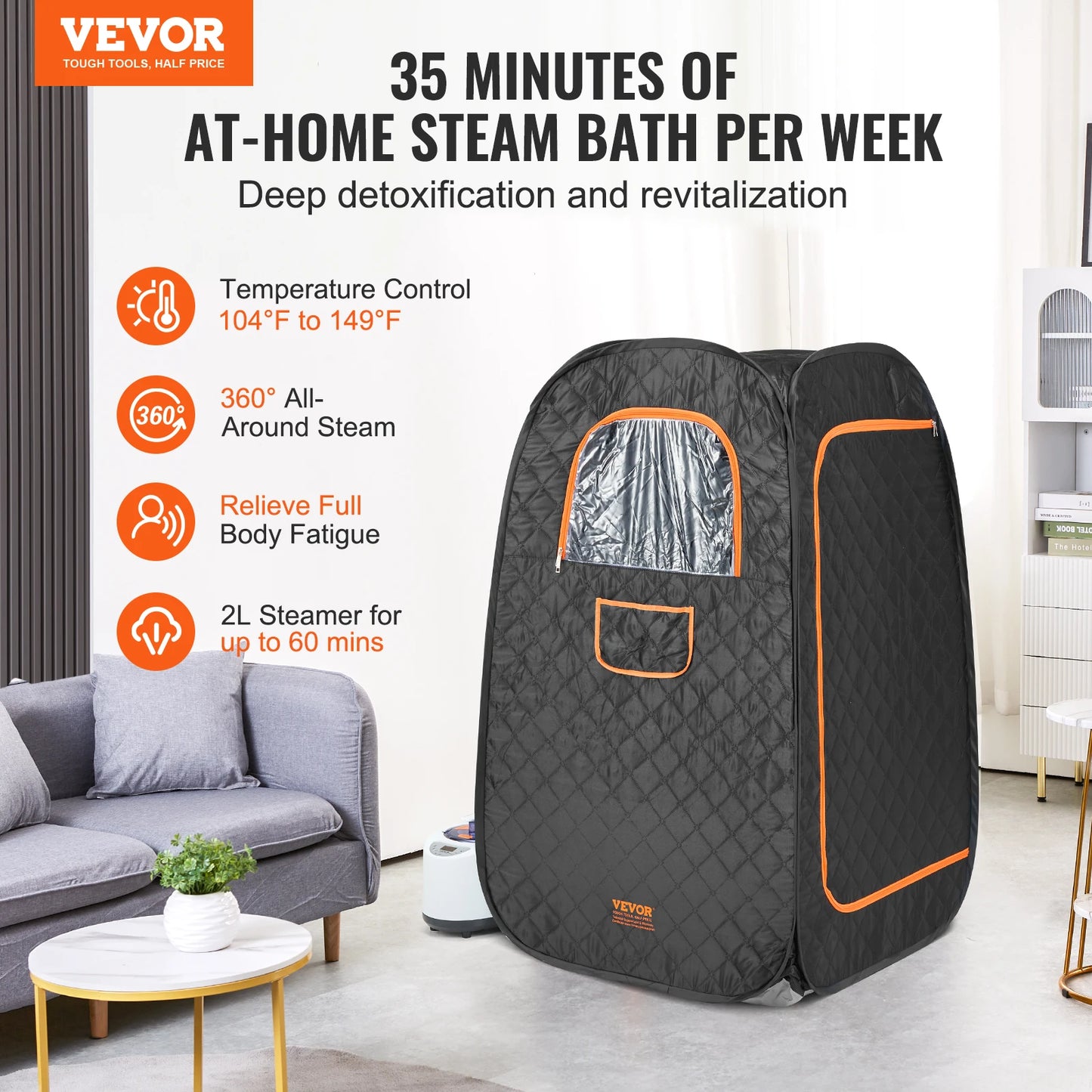 Portable Steam Sauna Tent Therapeutic Relaxation Home