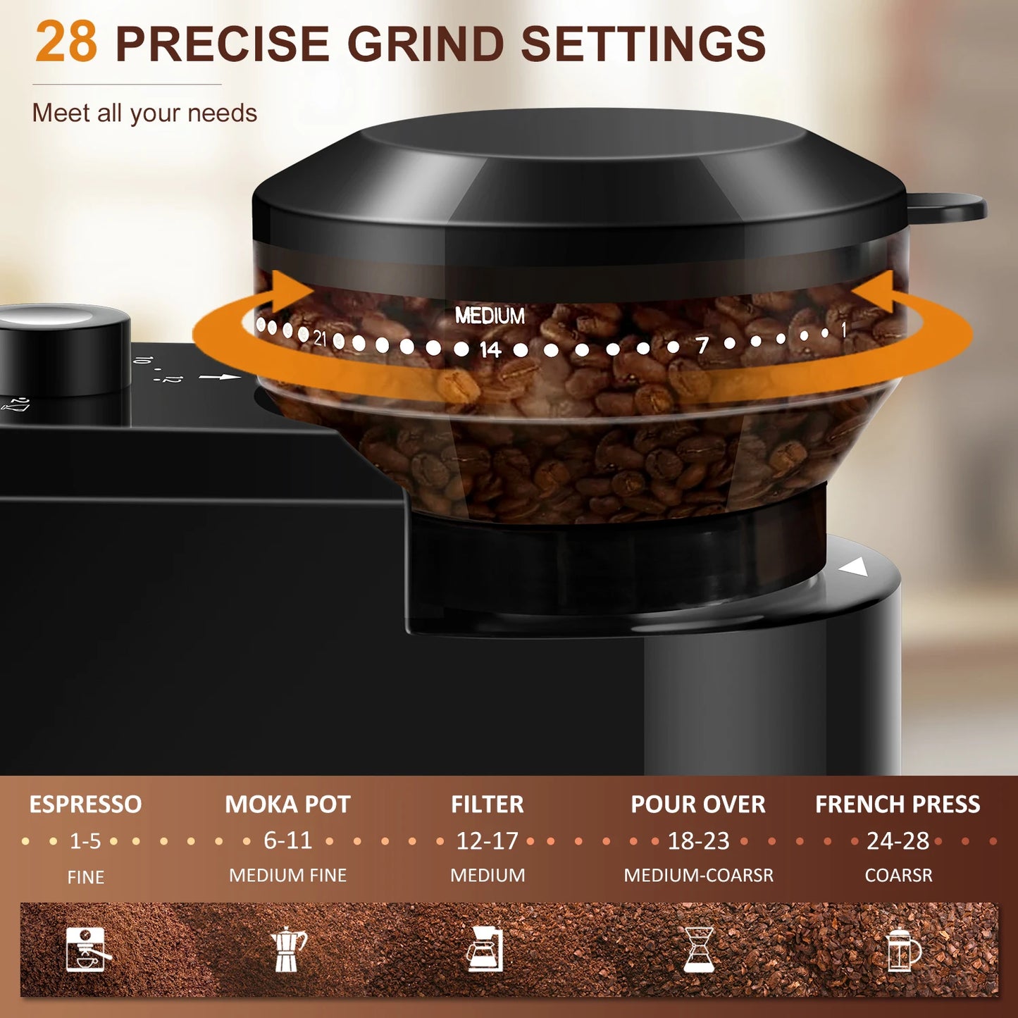 Electric Coffee Bean Grinding Espresso French Press Drip