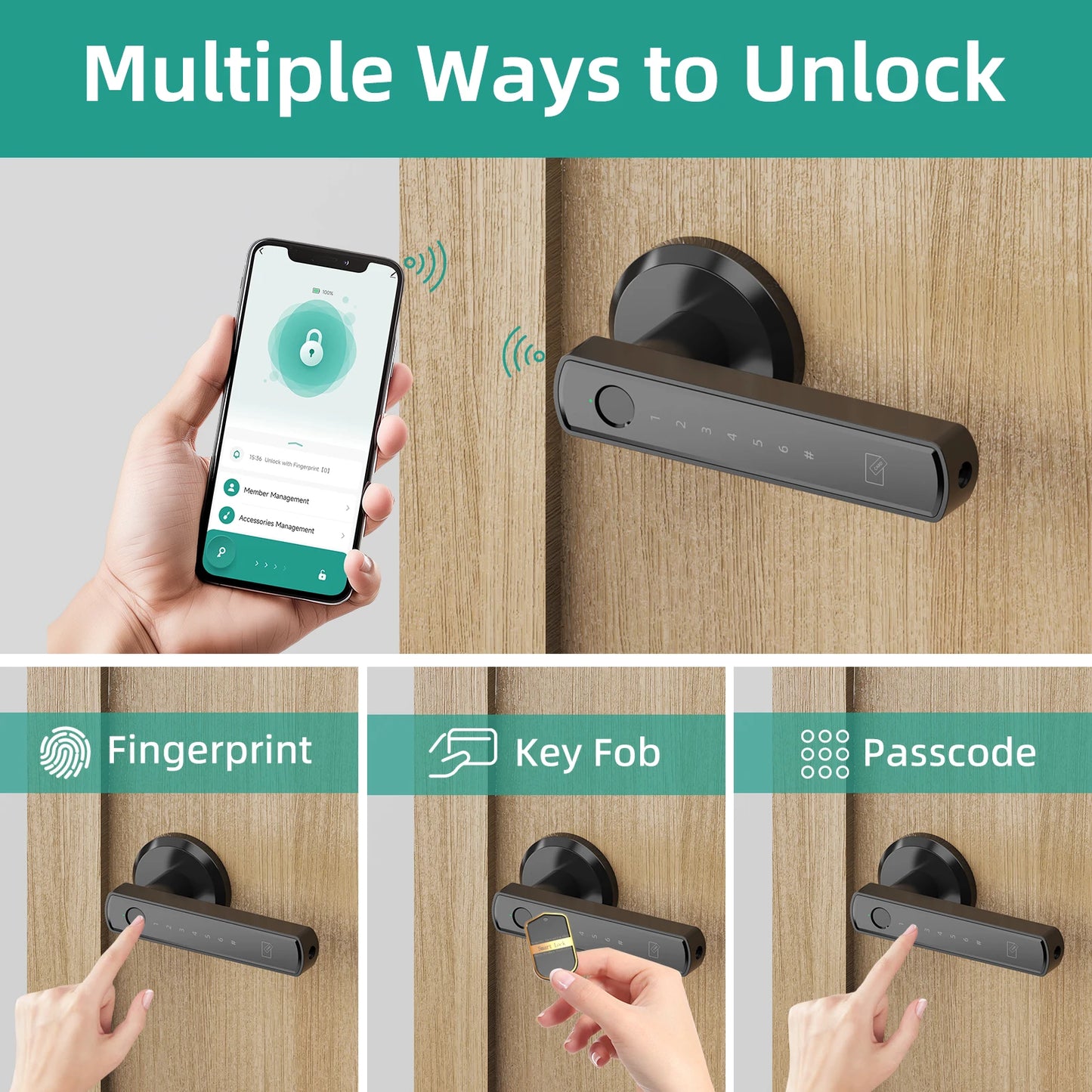 Smart Lock Fingerprint Door Passcode Electronic Keypad