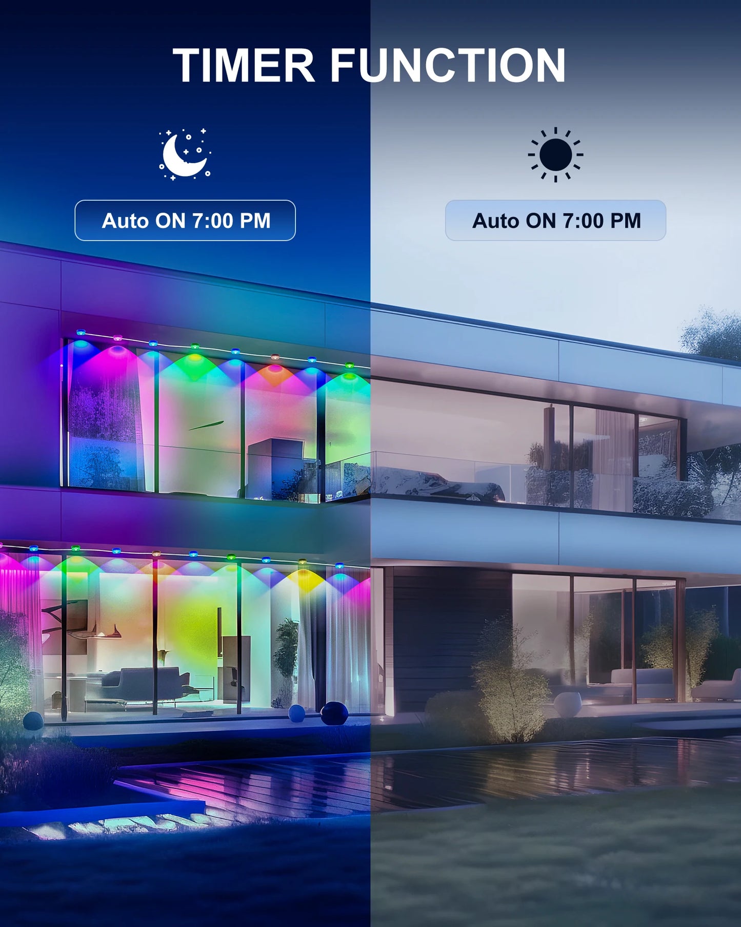 Permanent Outdoor Lights LED Waterproof, 100 Scene