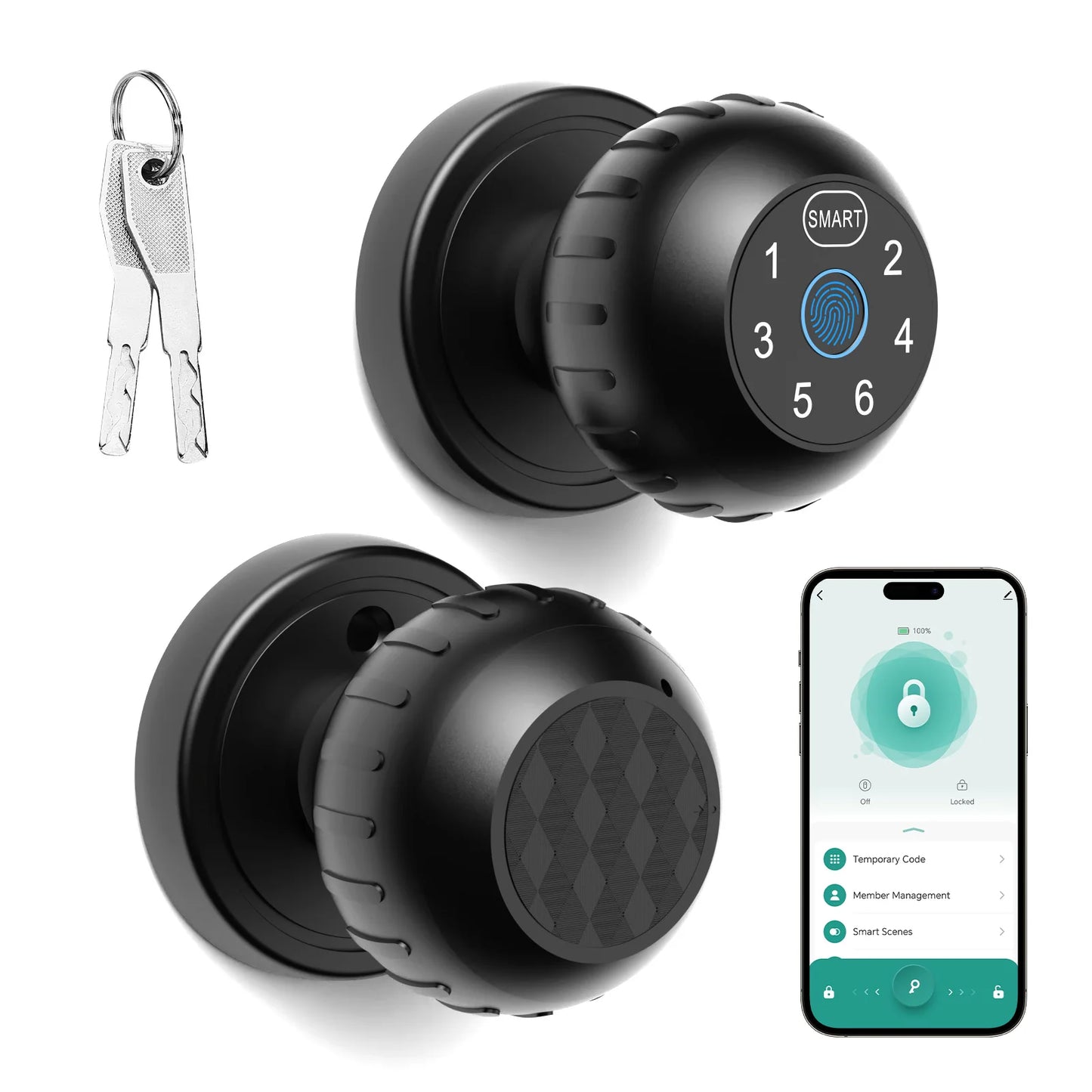 Ball Shaped Smart Lock Fingerprint Touchscreen Keypad