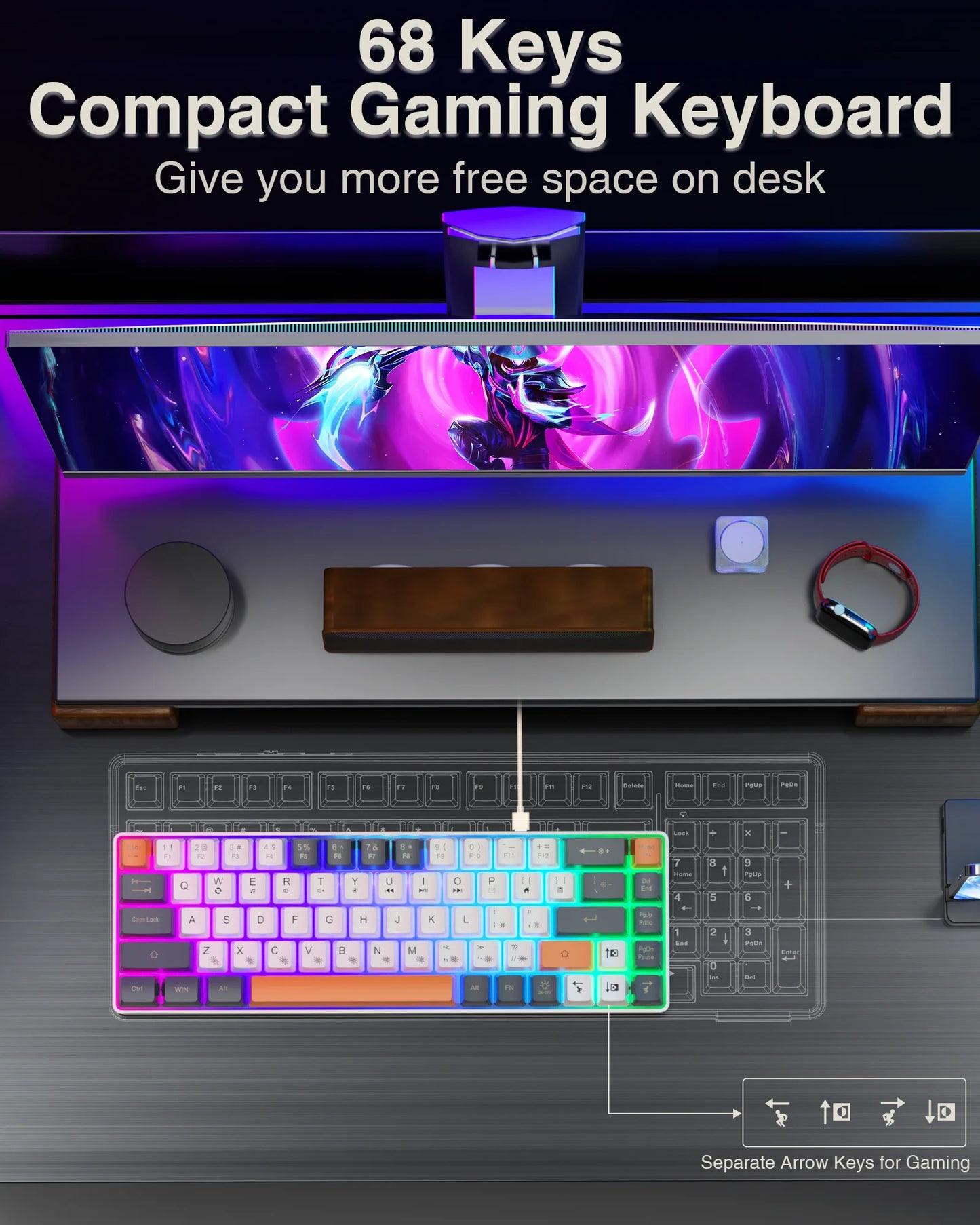 Gaming Keyboard 68 N- Key Rollover Backlight