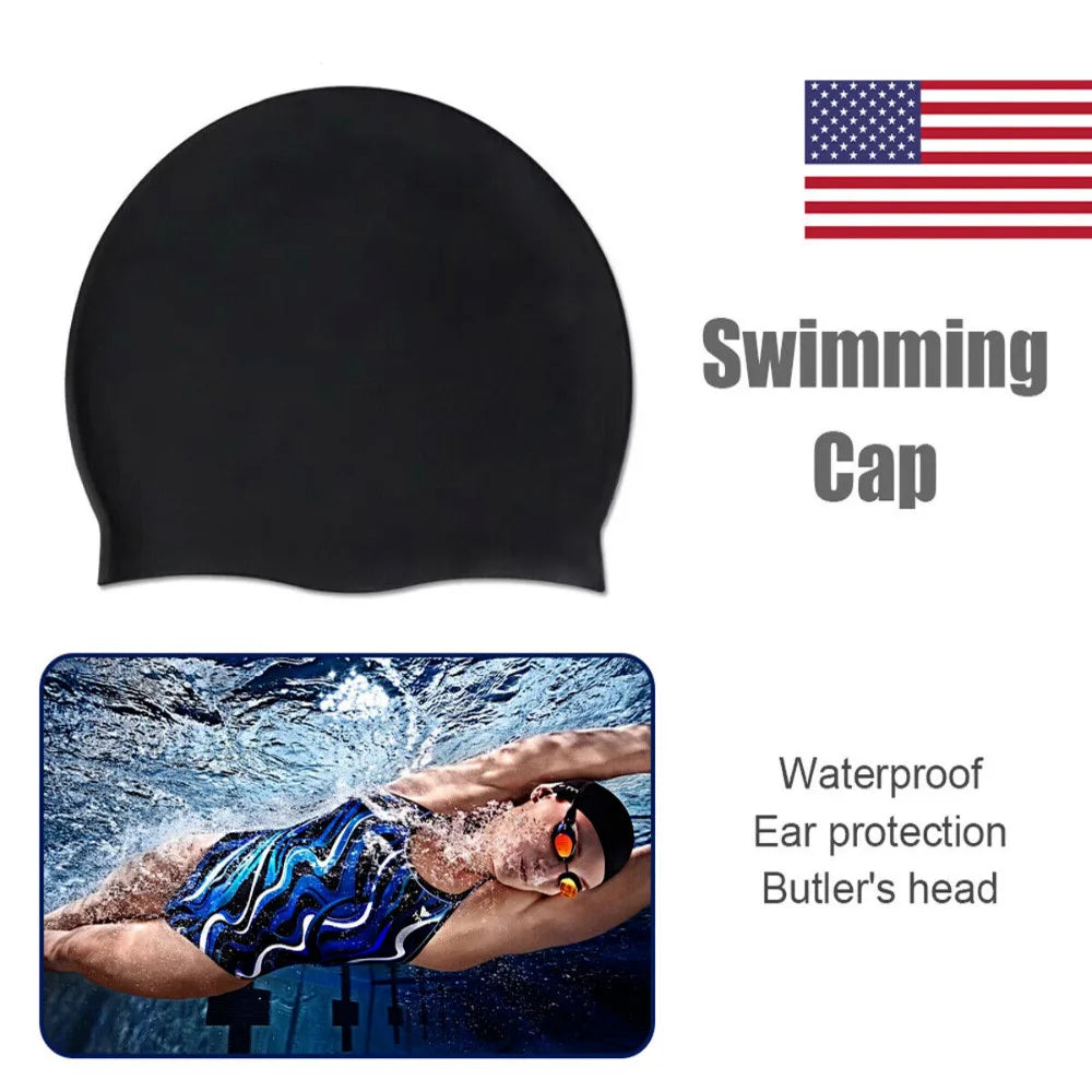 Men Women Swimming Cap Solid Color Waterproof