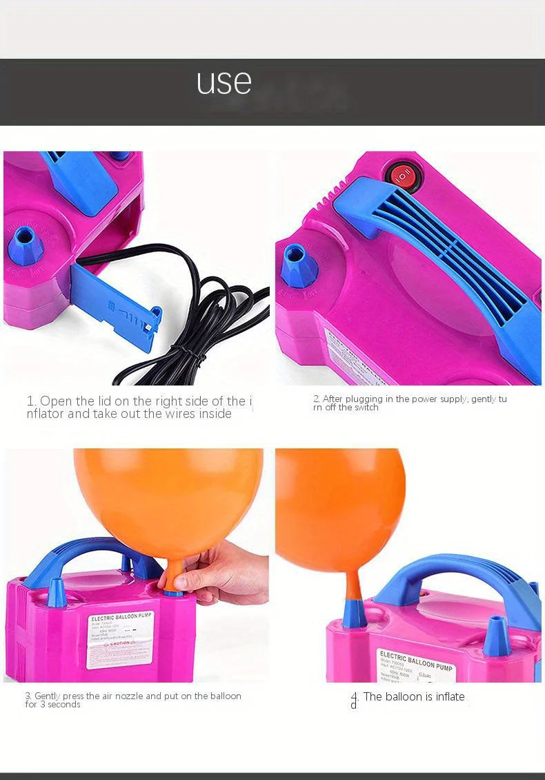 Electric Balloon Pump Inflator Dual Nozzle Decoration