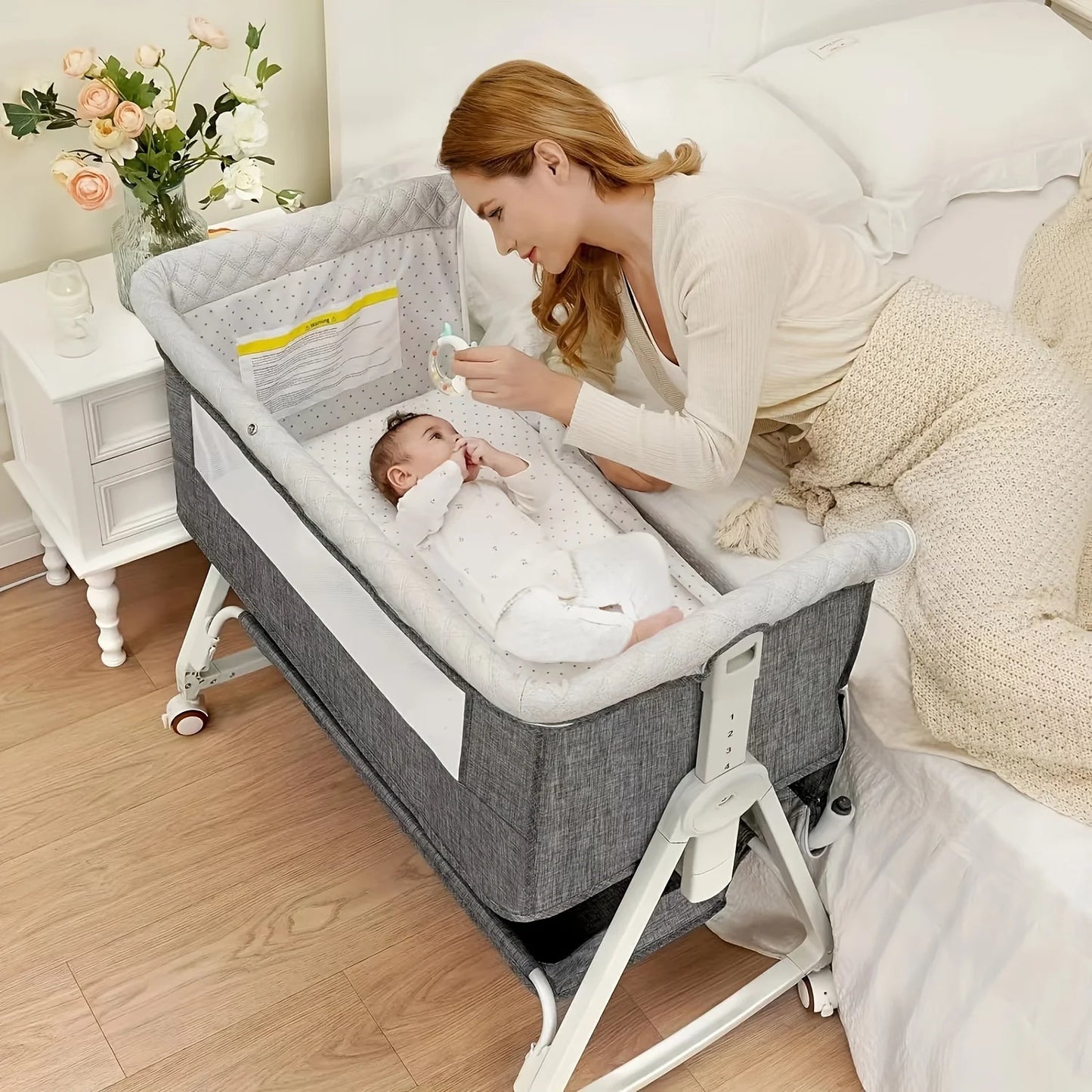 Baby Bassinet, Bedside Sleeper With Wheels