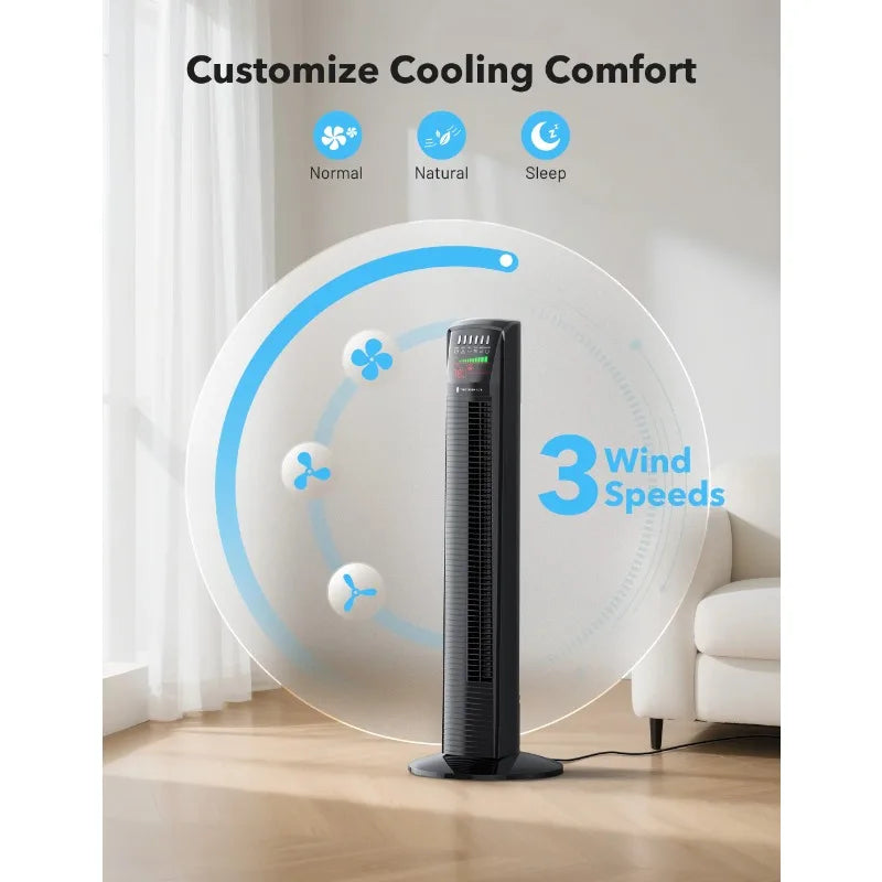 Tower Fan Home Standing Oscillating Quiet Cooling