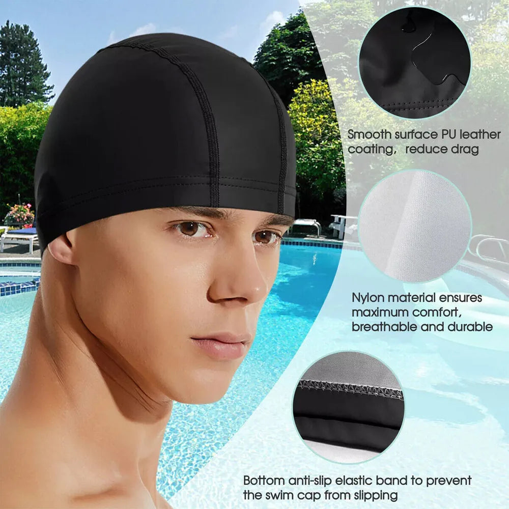 Men Women Swimming Cap Solid Color Waterproof