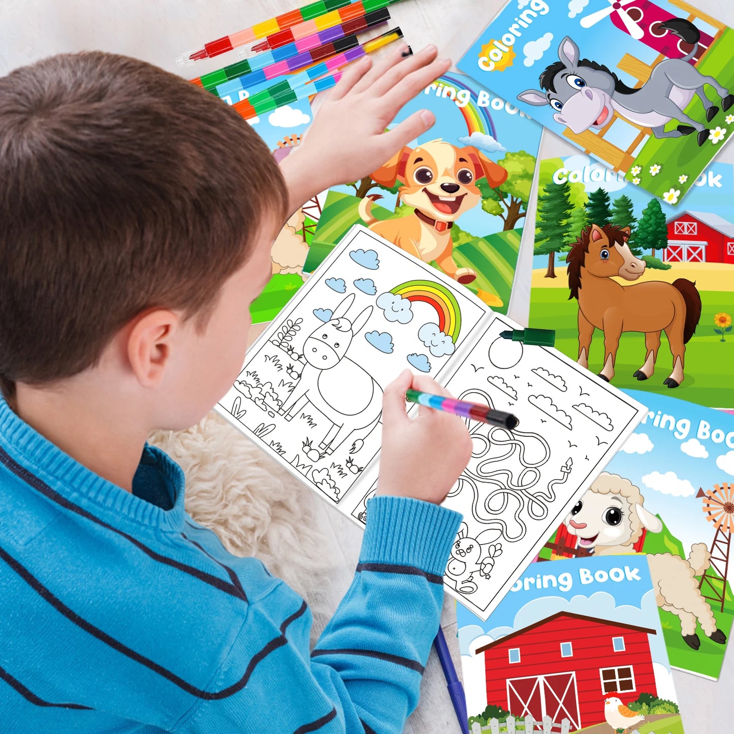24Pcs Farm Coloring Books Kids Party Favors