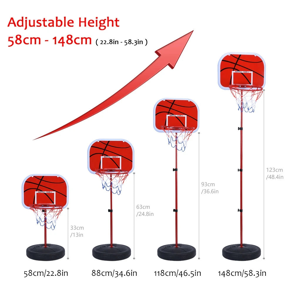 Basketball System Height Adjustable Hoop Backboard Children