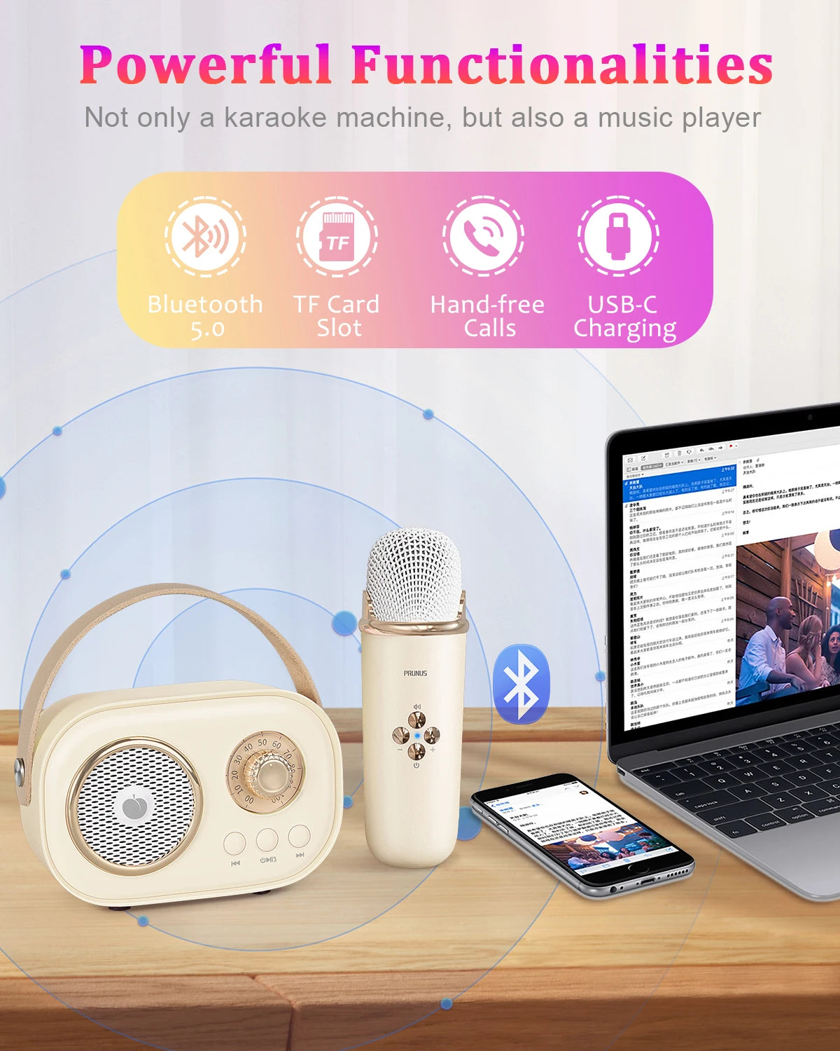 Mini Karaoke Machine Kids&Adults ,Portable Bluetooth