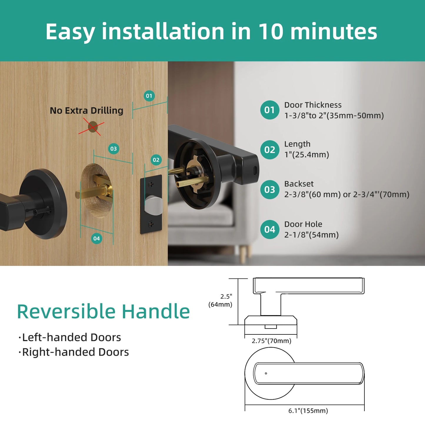 Smart Lock Fingerprint Door Passcode Electronic Keypad