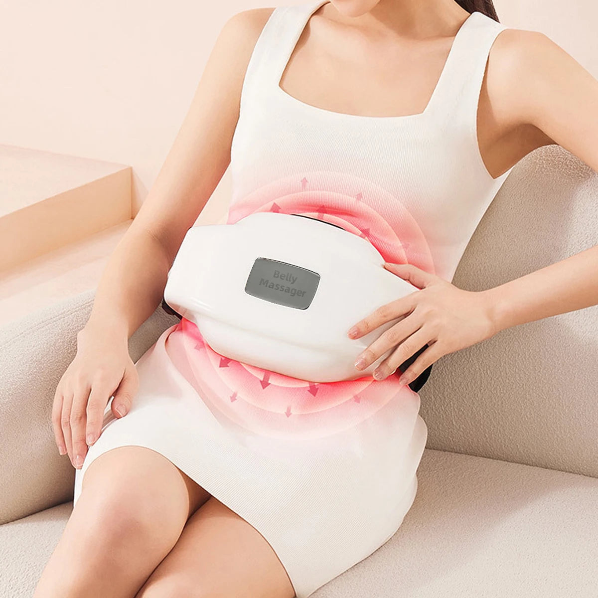 Hot compress abdominal massager, portable charging device