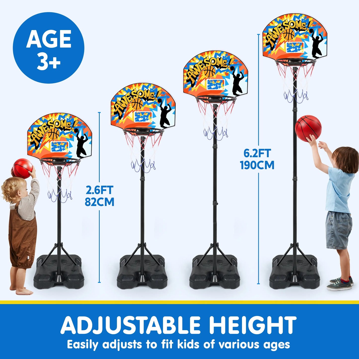 Adjustable Kids Basketball HoopToddler Indoor Outdoor