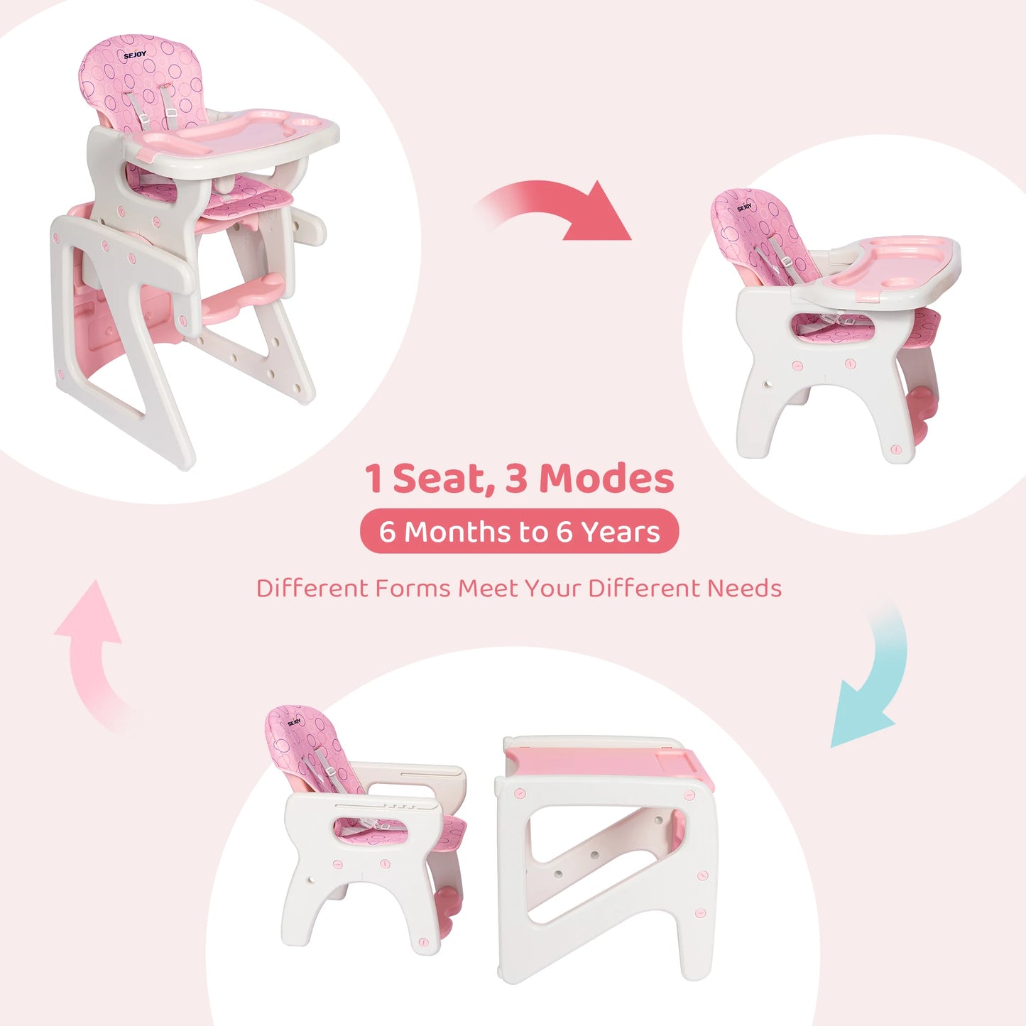 High Baby Eating Chair Toddlers, Convertible Seat