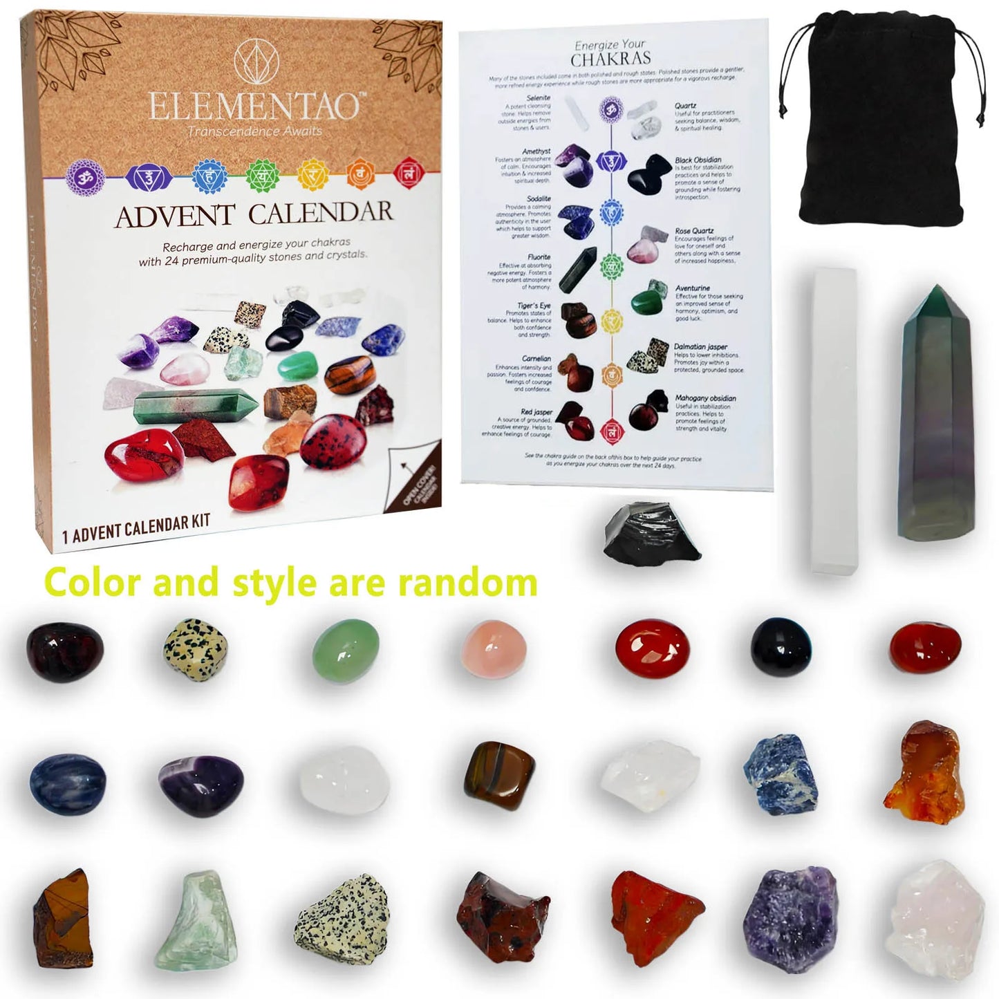 2025 Crystal and Healing Stone Advent Calendar - Christmas Countdown with 24 Chakra Stones and Healing Crystals, Advent Calendar for Adults and Teens, Women's Gift, Crystal Decoration