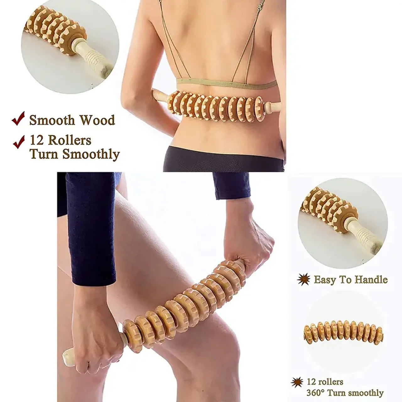 Body Fascia Anti-slip Wood Massager Back Relaxation