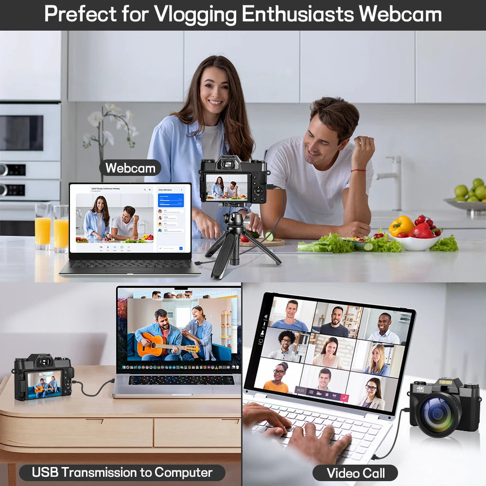 Compact Digital Camcorder Flip Screen Wide Angle