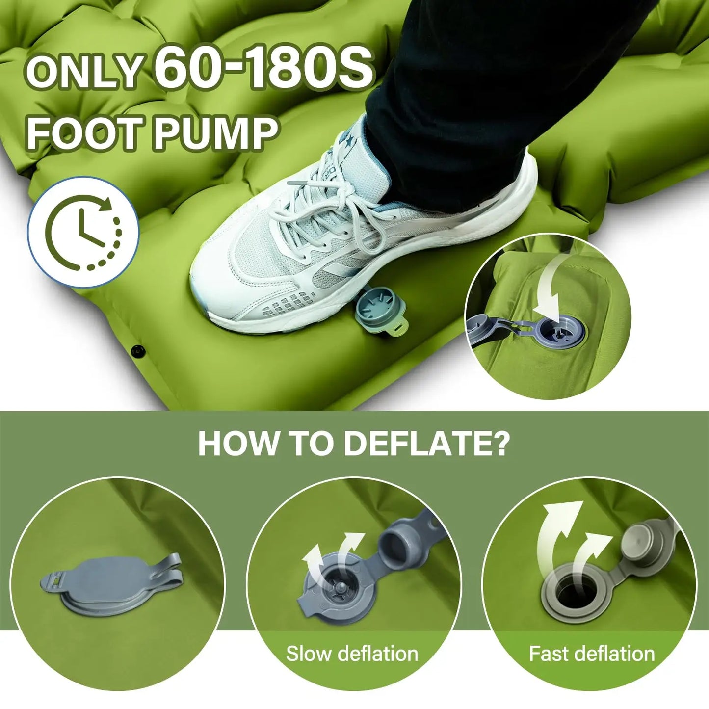 Double Sleeping Pad Inflatable Mattress Backpacking Hiking