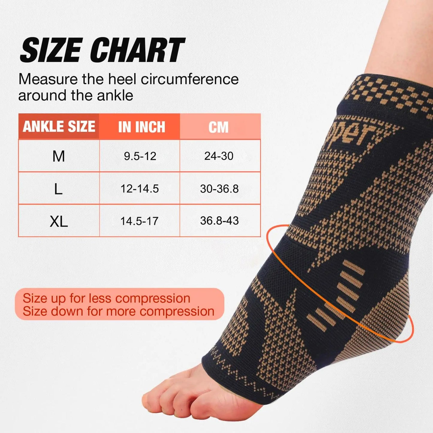 Compression Copper Foot Sleeve Tendonitis, Arthritis & Plantar Fasciitis