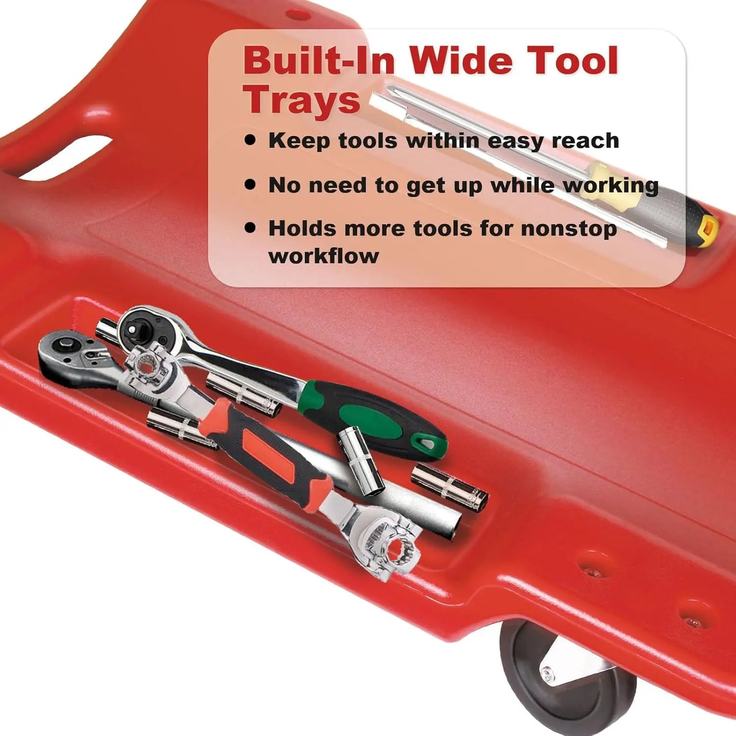 Rolling Garage Creeper Padded Headrest Tool Trays
