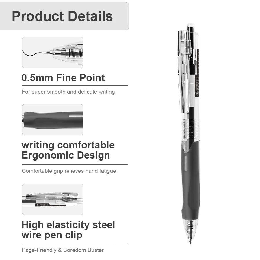 Retractable Gel Pens, Fine Tip, Quick Dry