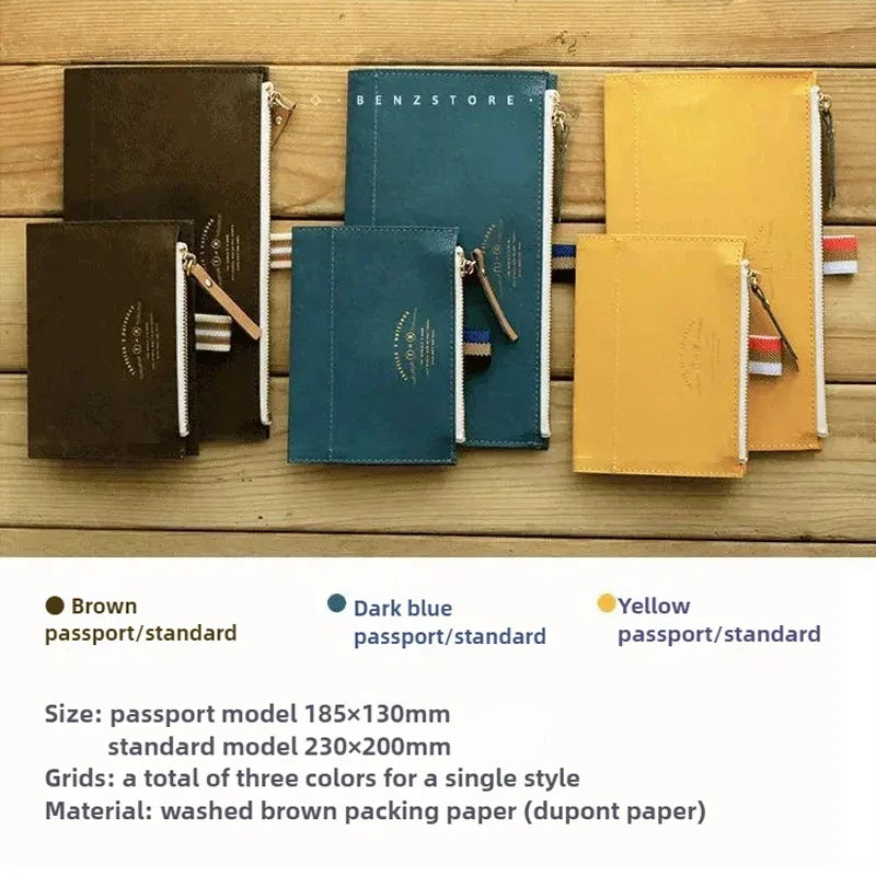 Special Paper Travel Notebook Washable Cowhide Storage