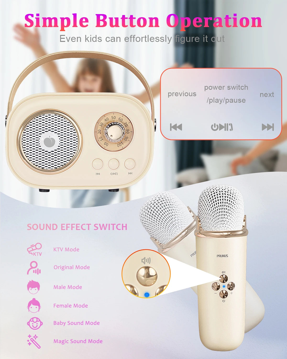 Mini Karaoke Machine Kids&Adults ,Portable Bluetooth