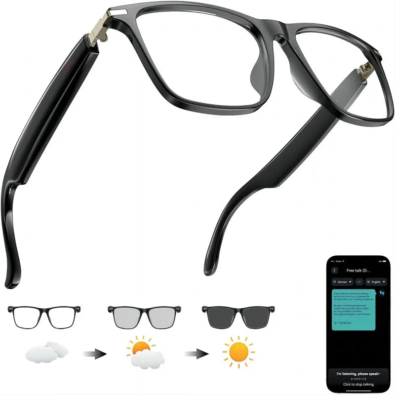 AI Translation Smart Glasses photochromic lenses, languages