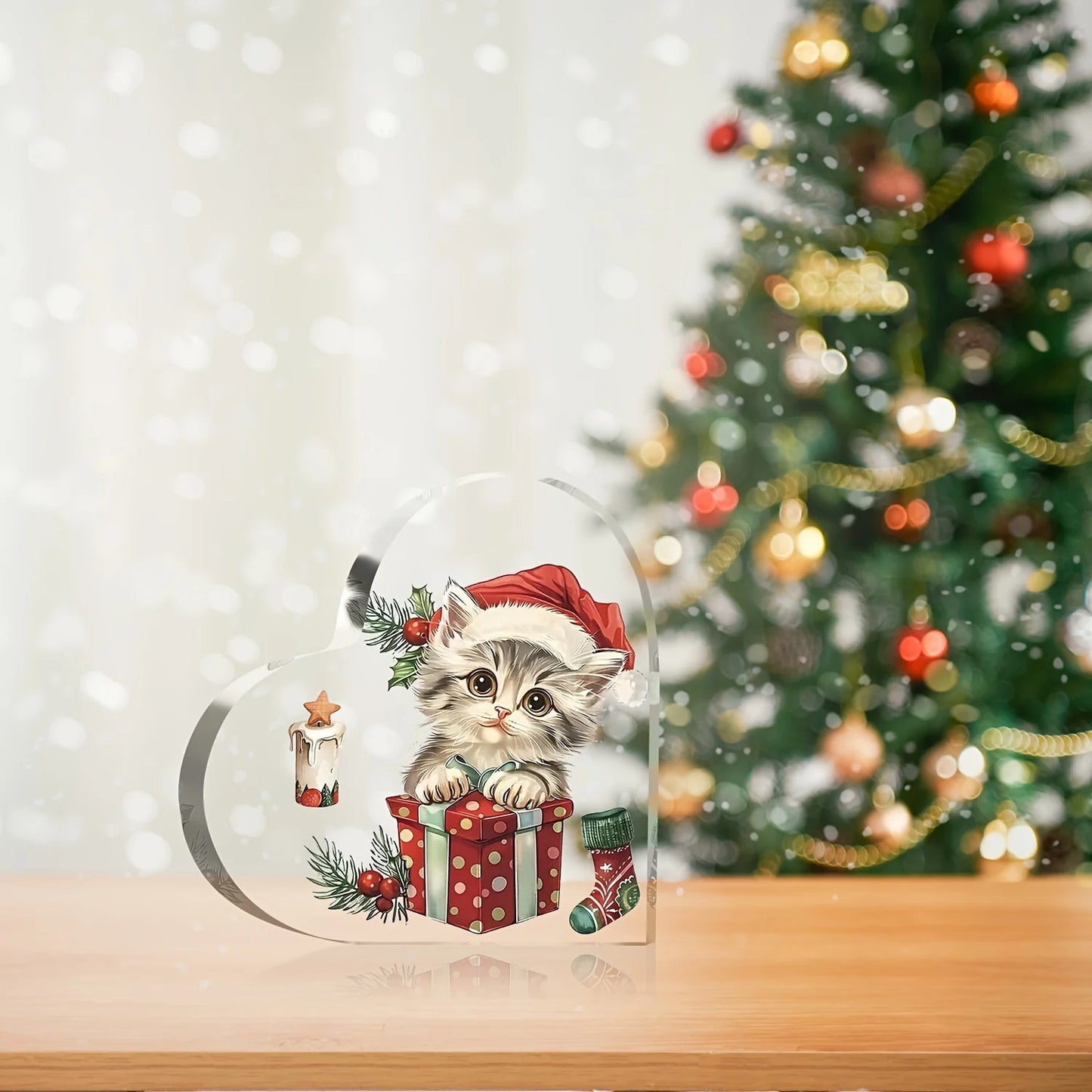 Acrylic heart-shaped kitten gift ornaments, birthday