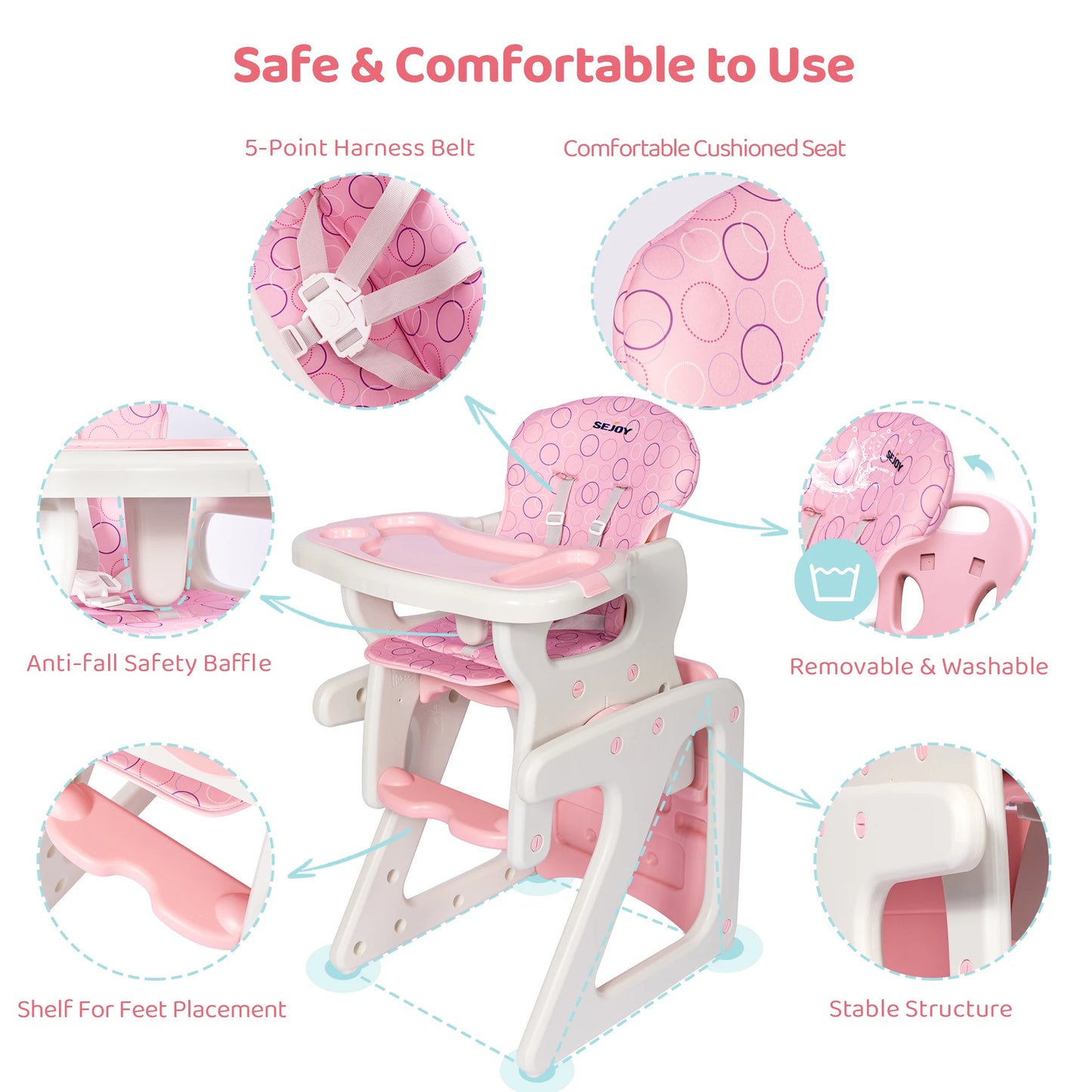 High Baby Eating Chair Toddlers, Convertible Seat