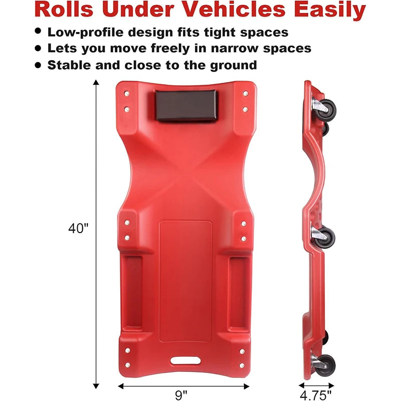 Rolling Garage Creeper Padded Headrest Tool Trays
