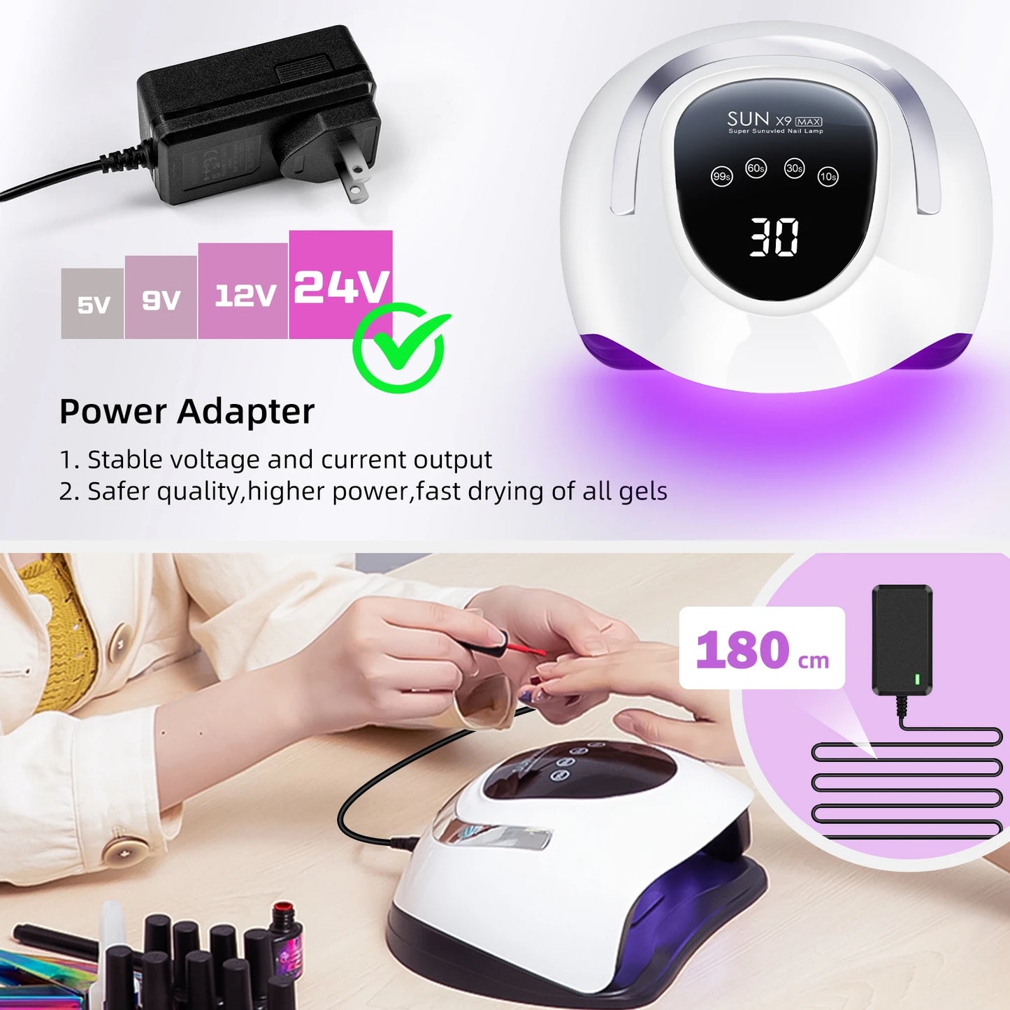 LED UV Light Dryer Nails Gel Polish Timer