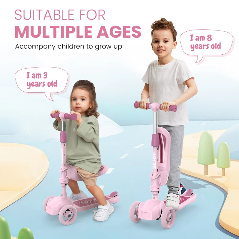 Kick Scooter Adjustable Handlebar , Foldable Seat, Stand