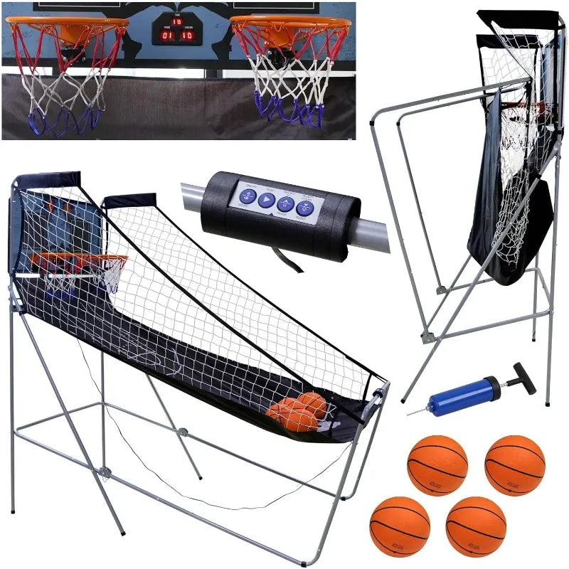 Foldable Indoor Basketball Arcade Electronic Dual Hoop
