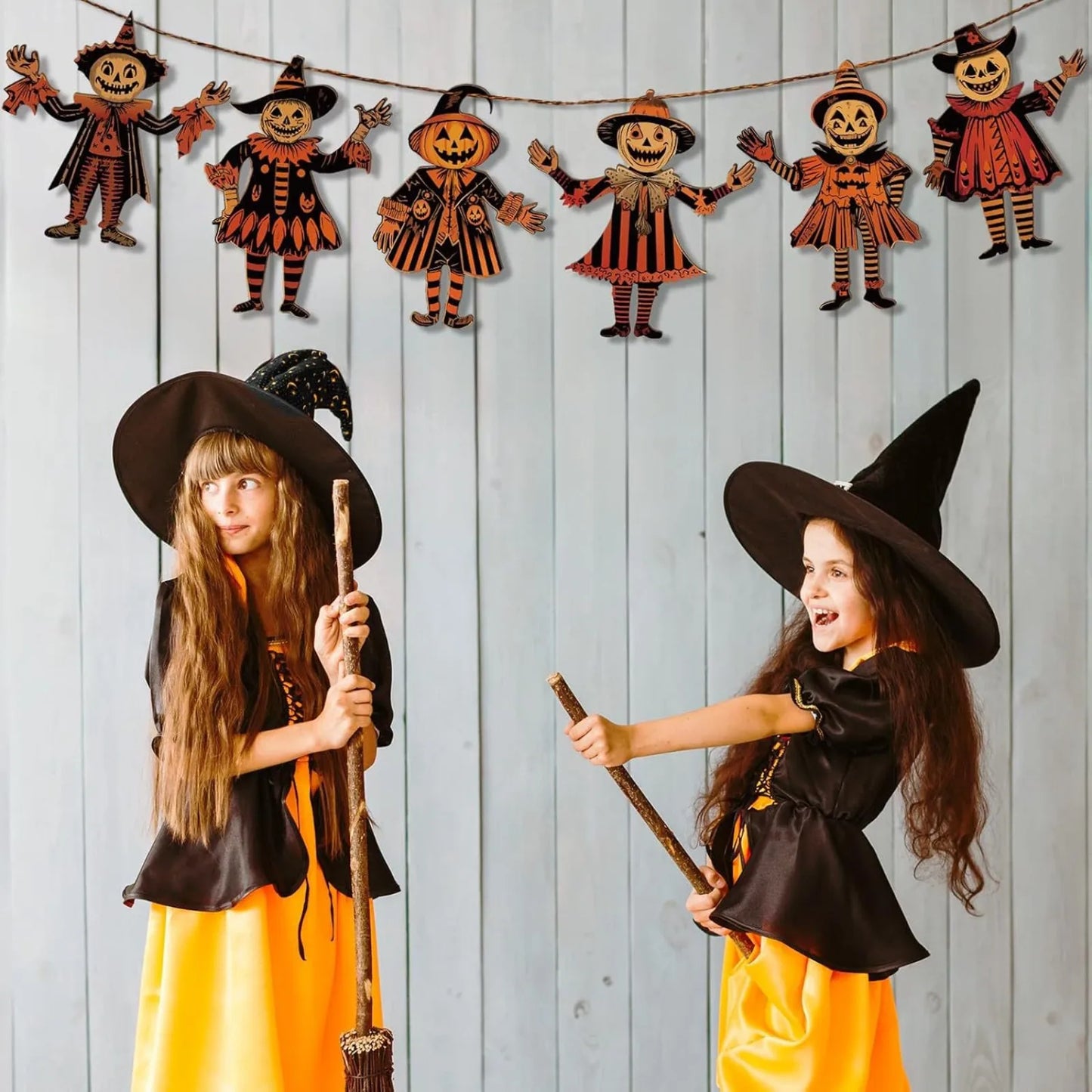 Halloween Wooden Hanging Ornaments Retro Pumpkin Ghost