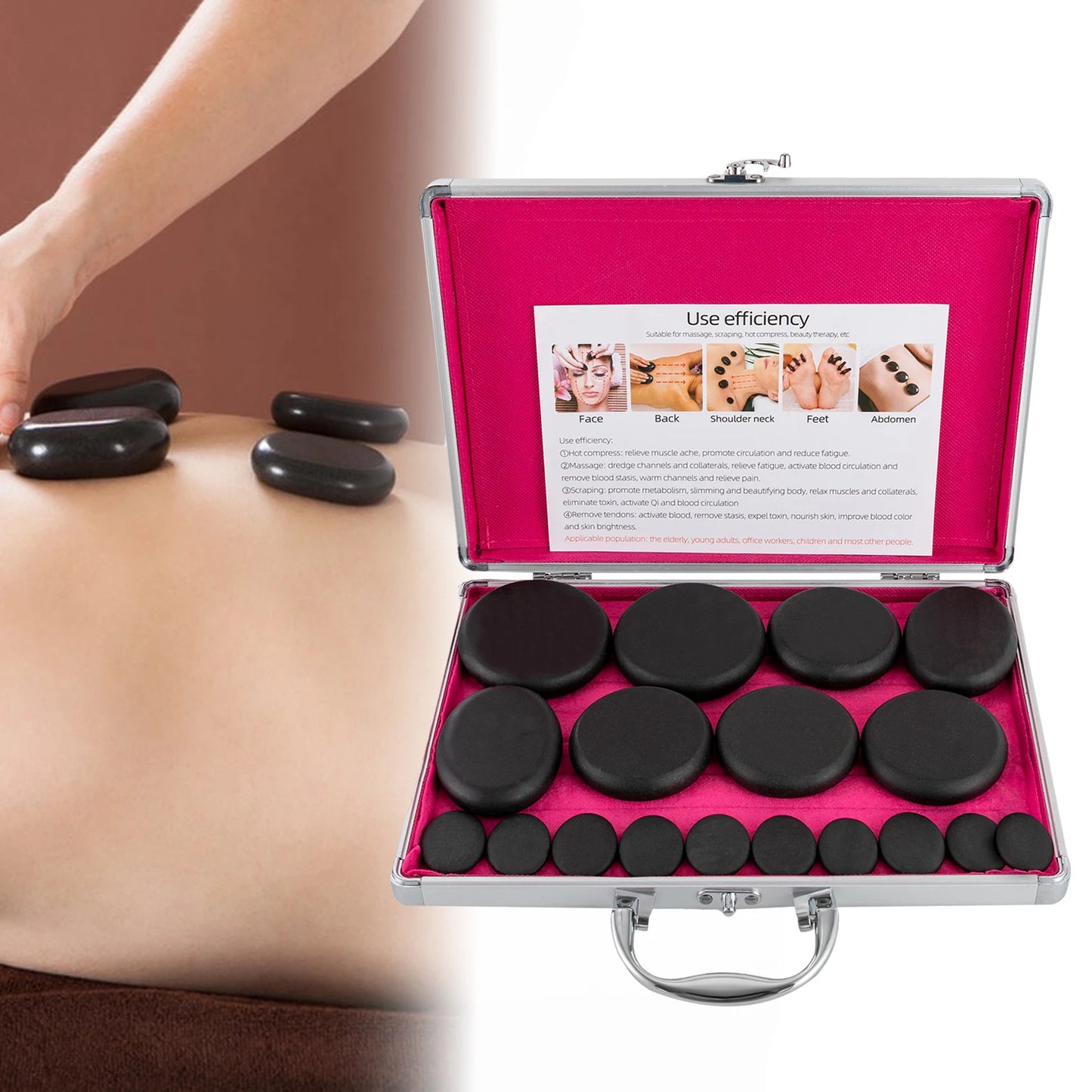 Hot Stones Massage Set Portable Healing Relief