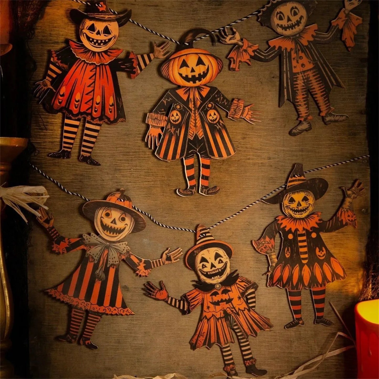 Halloween Wooden Hanging Ornaments Retro Pumpkin Ghost