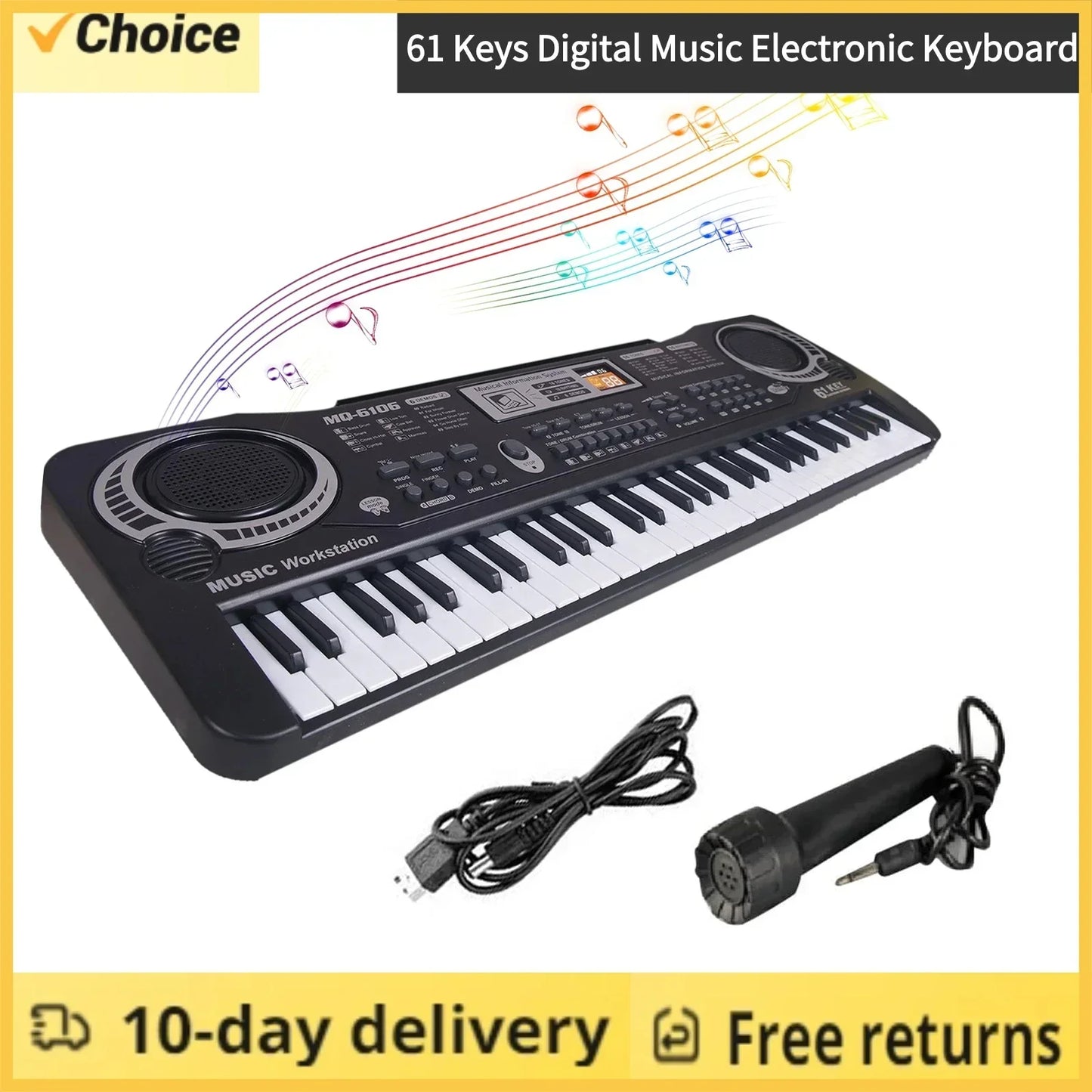 61 Keys Black Digital Music Electronic Kids