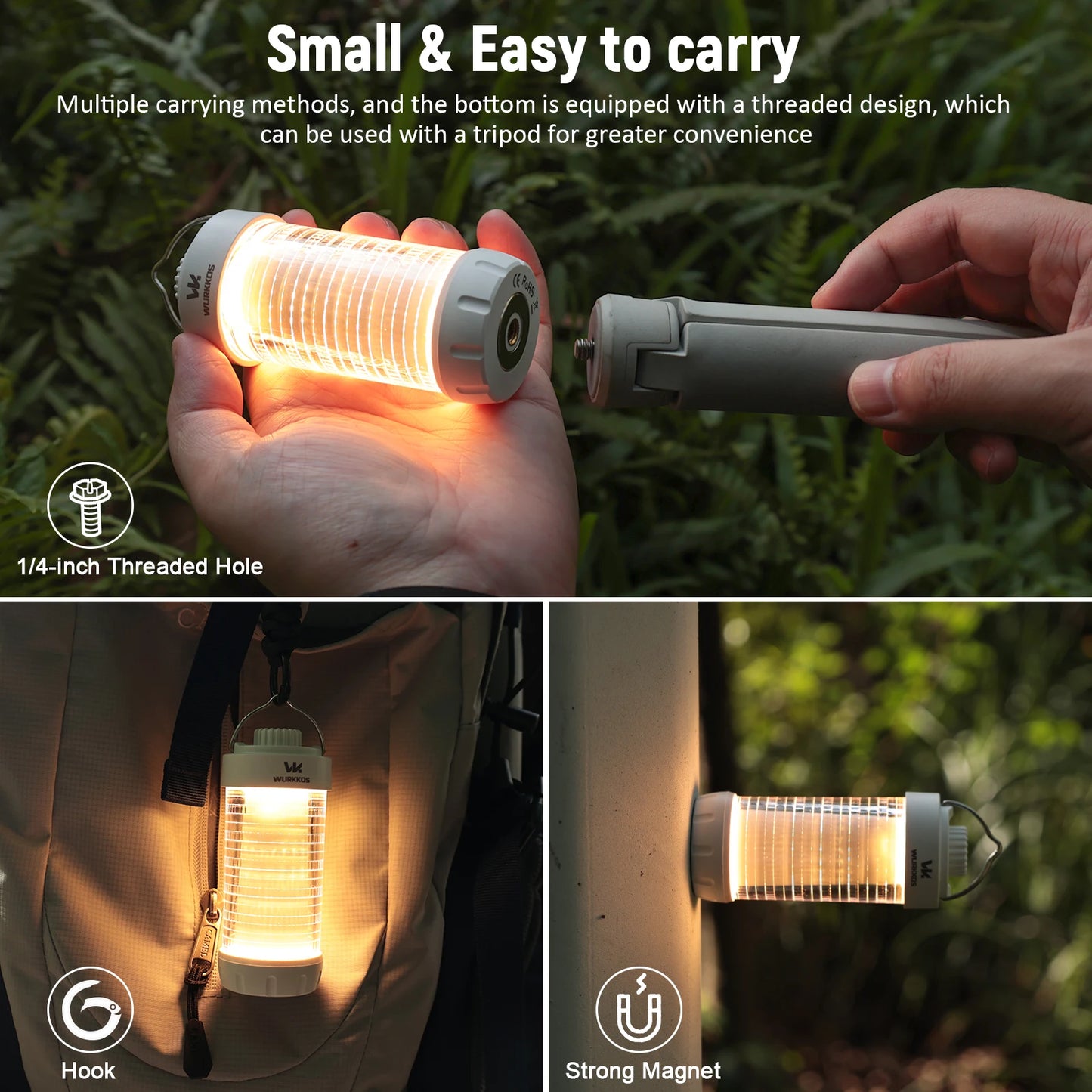 Camping Lantern Rechargeable LED Flashlight Waterproof Magnetic