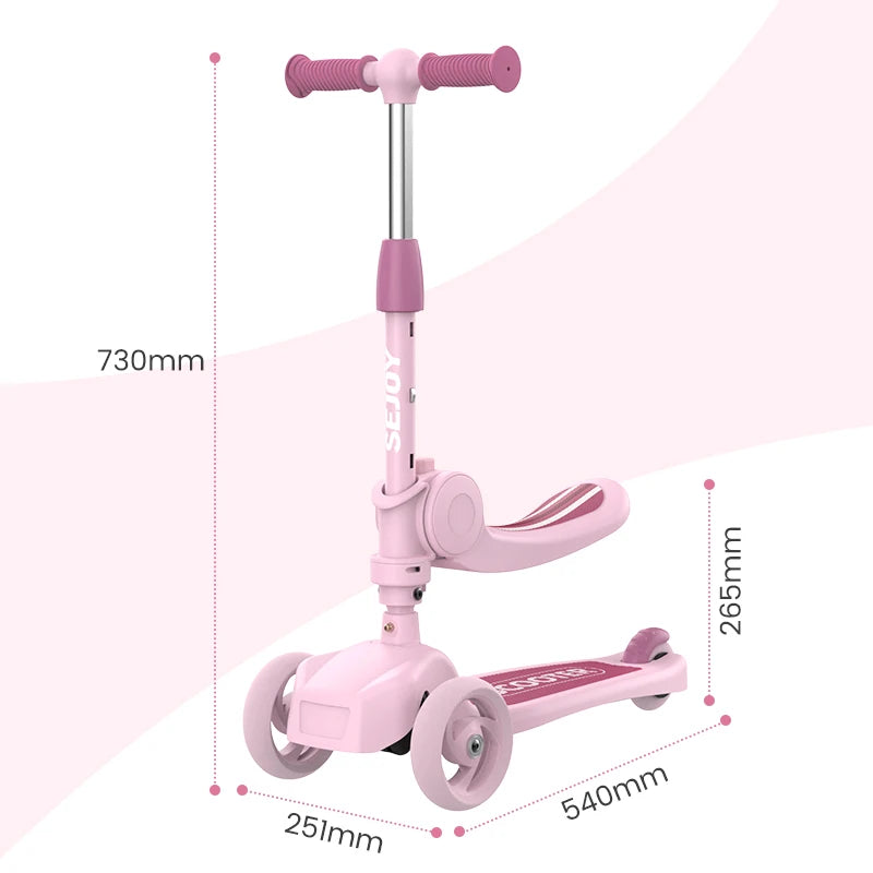 Kick Scooter Adjustable Handlebar , Foldable Seat, Stand