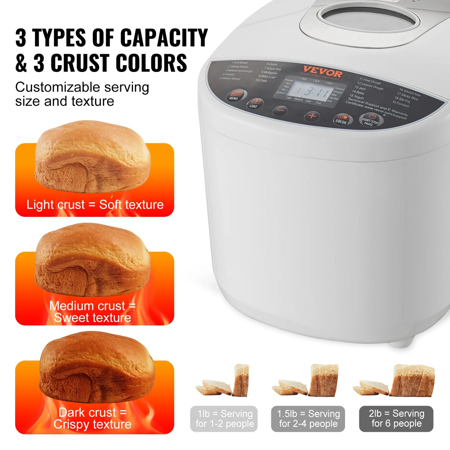 Bread Maker Dough Machine Automatic Setting Digital