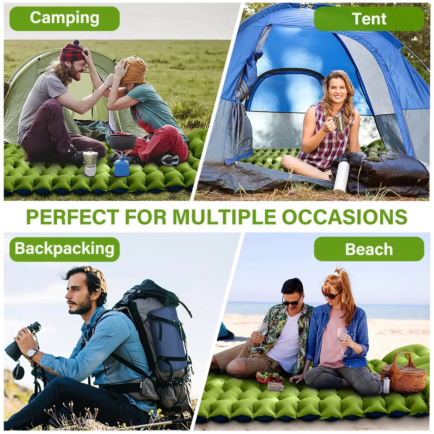 Double Sleeping Pad Inflatable Mattress Backpacking Hiking