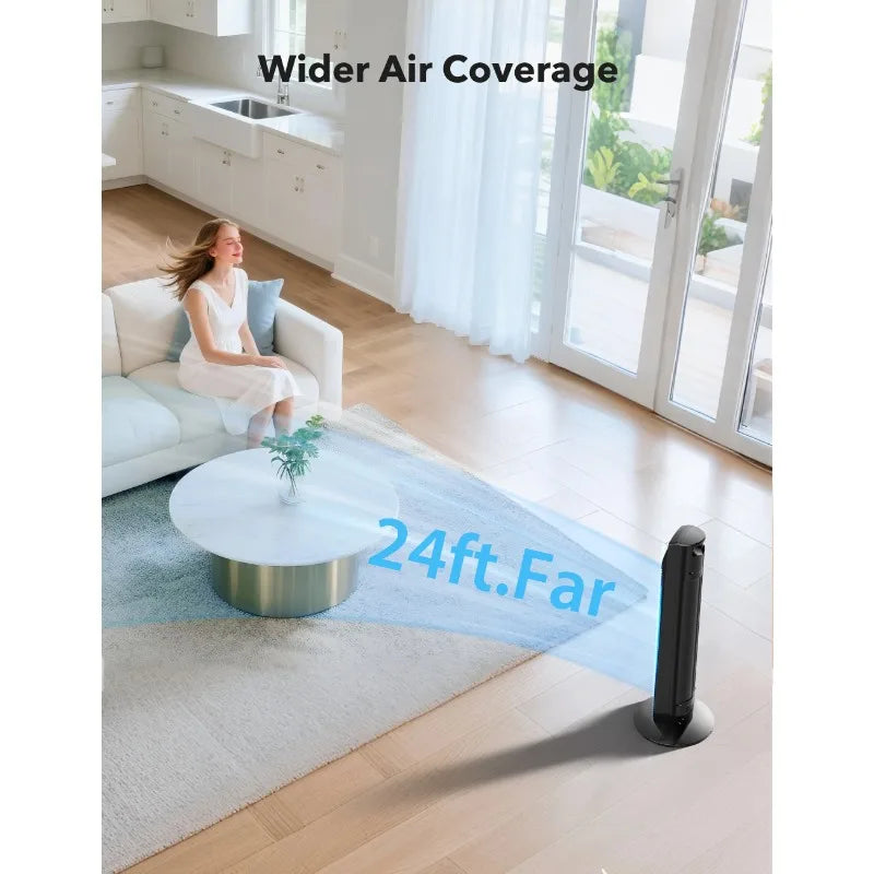 Tower Fan Home Standing Oscillating Quiet Cooling